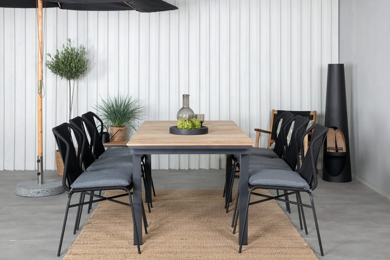 Mexico Förlängningsbar Matgrupp Utomhus 160cm + 6 Julian Stolar - Brun/Svart - Utemöbler - Utegrupp - Matgrupper utomhus