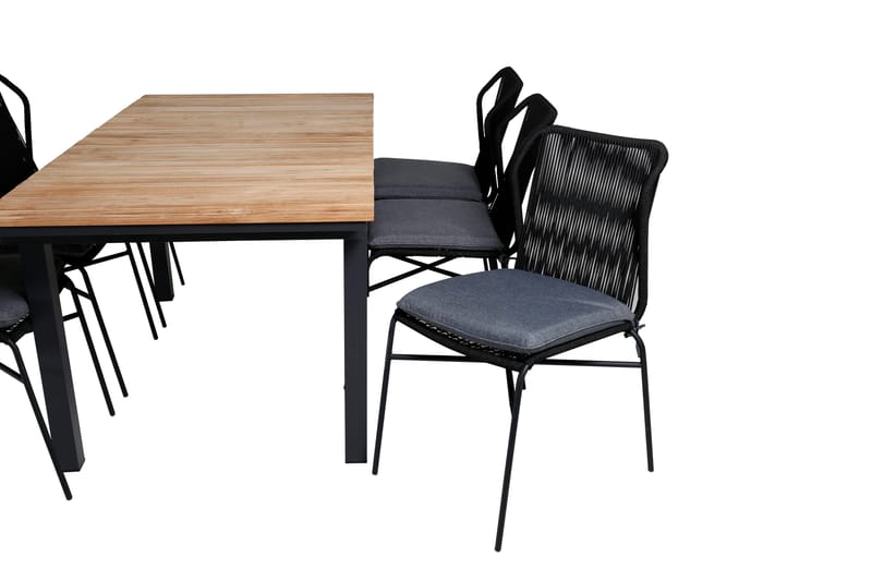 Mexico Förlängningsbar Matgrupp Utomhus 160cm + 6 Julian Stolar - Brun/Svart - Utemöbler - Utegrupp - Matgrupper utomhus