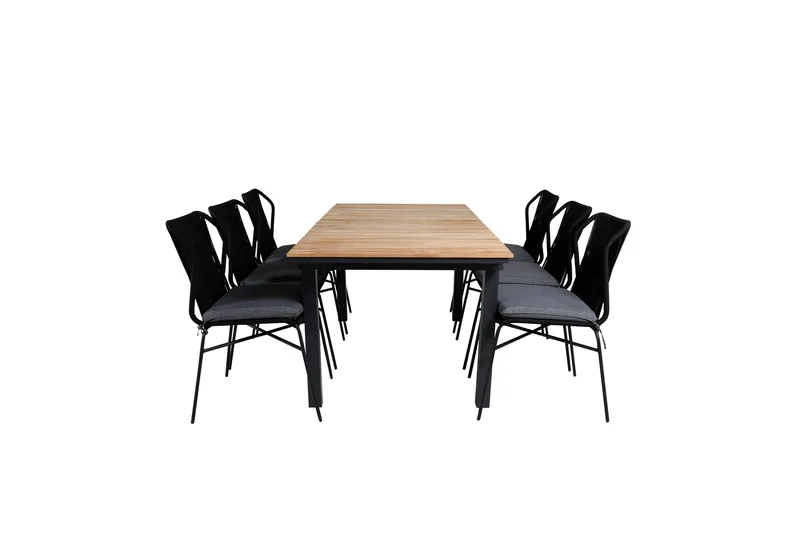 Mexico Förlängningsbar Matgrupp Utomhus 160cm + 6 Julian Stolar - Brun/Svart - Utemöbler - Utegrupp - Matgrupper utomhus