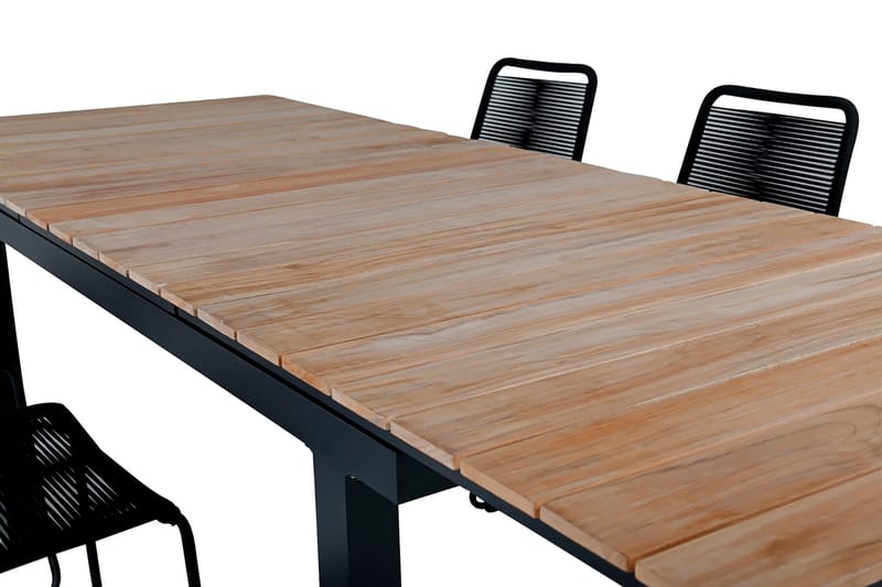 Mexico Förlängningsbar Matgrupp Utomhus 160cm + 6 Lindos Matstolar - Svart - Utemöbler - Utegrupp - Matgrupper utomhus