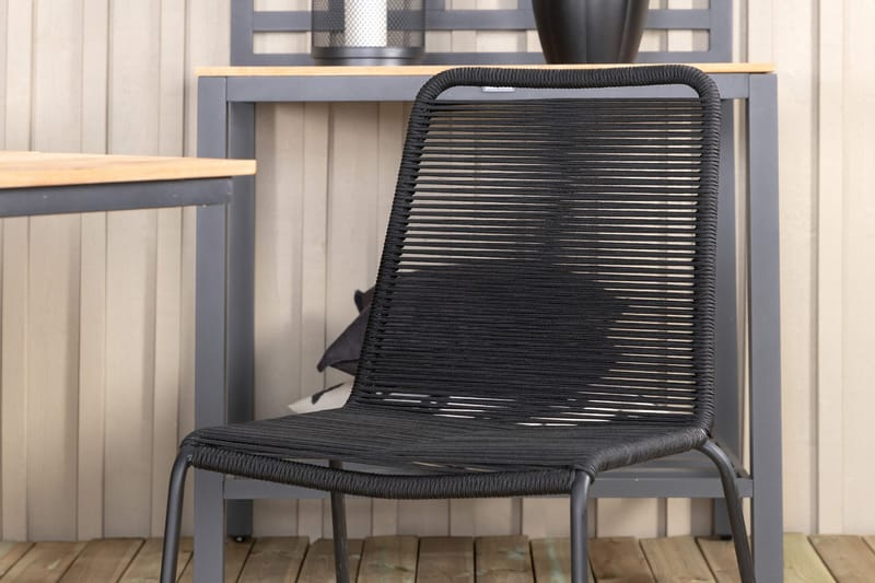 Mexico Förlängningsbar Matgrupp Utomhus 160cm + 6 Lindos Matstolar - Svart - Utemöbler - Utegrupp - Matgrupper utomhus