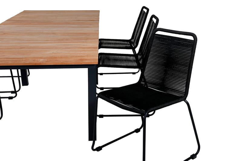 Mexico Förlängningsbar Matgrupp Utomhus 160cm + 6 Lindos Matstolar - Svart - Utemöbler - Utegrupp - Matgrupper utomhus