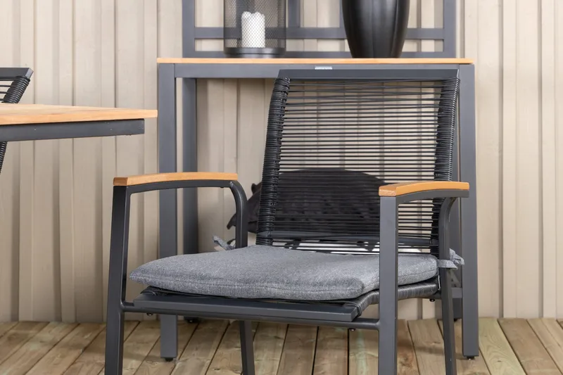 Mexico Förlängningsbar Matgrupp Utomhus 160cm + 8 Dallas Stolar - Brun/Svart - Utemöbler - Utegrupp - Matgrupper utomhus