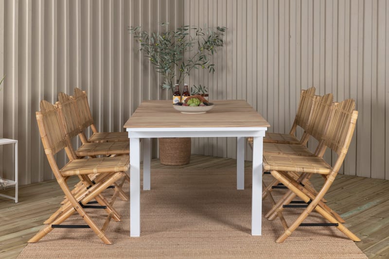 Mexico Förlängningsbar Matgrupp Utomhus 180-240cm + 6 Cane Stolar - Svart - Utemöbler - Utegrupp - Matgrupper utomhus