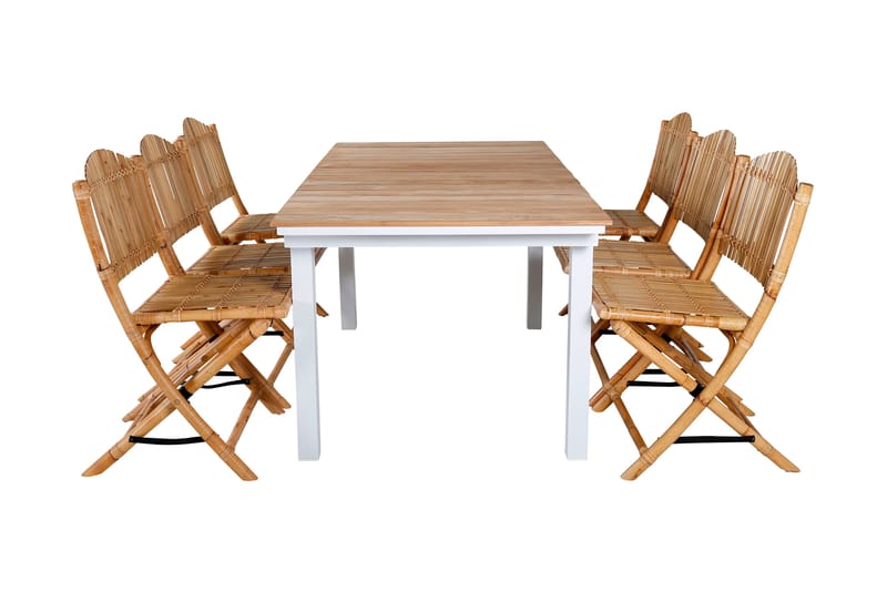 Mexico Förlängningsbar Matgrupp Utomhus 180-240cm + 6 Cane Stolar, Svart