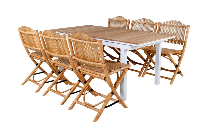 Mexico Förlängningsbar Matgrupp Utomhus 180-240cm + 6 Cane Stolar - Svart - Utemöbler - Utegrupp - Matgrupper utomhus