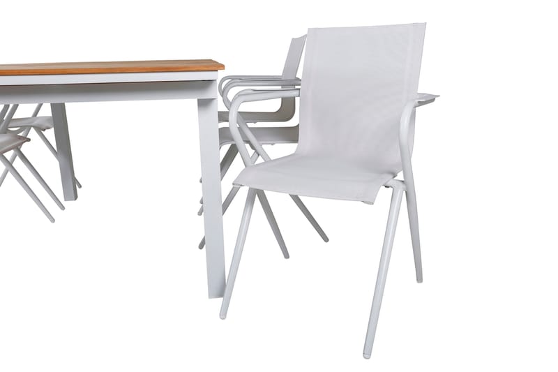 Mexico Förlängningsbar Matgrupp Utomhus 180cm + 6 Alina Stolar - Brun/Vit - Utemöbler - Utegrupp - Matgrupper utomhus