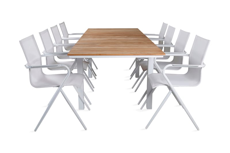 Mexico Förlängningsbar Matgrupp Utomhus 180cm + 8 Alina Stolar, Svart/Grå