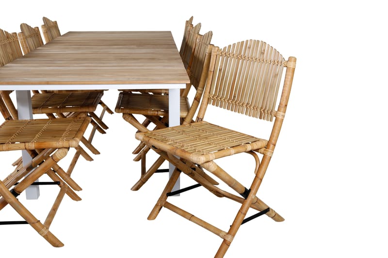 Mexico Förlängningsbar Matgrupp Utomhus 180cm + 8 Cane Stolar - Brun/Vit - Utemöbler - Utegrupp - Matgrupper utomhus