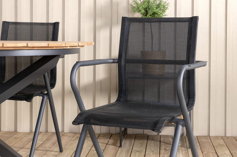 Mexico Matgrupp Utomhus Rund Ø140cm + 4 Alina Matstolar - Brun/Vit - Utemöbler - Utegrupp - Matgrupper utomhus