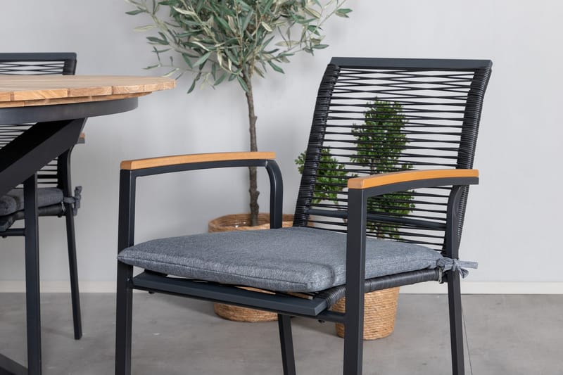 Mexico Matgrupp Utomhus Rund Ø140cm + 4 Dallas Matstolar - Svart - Utemöbler - Utegrupp - Matgrupper utomhus