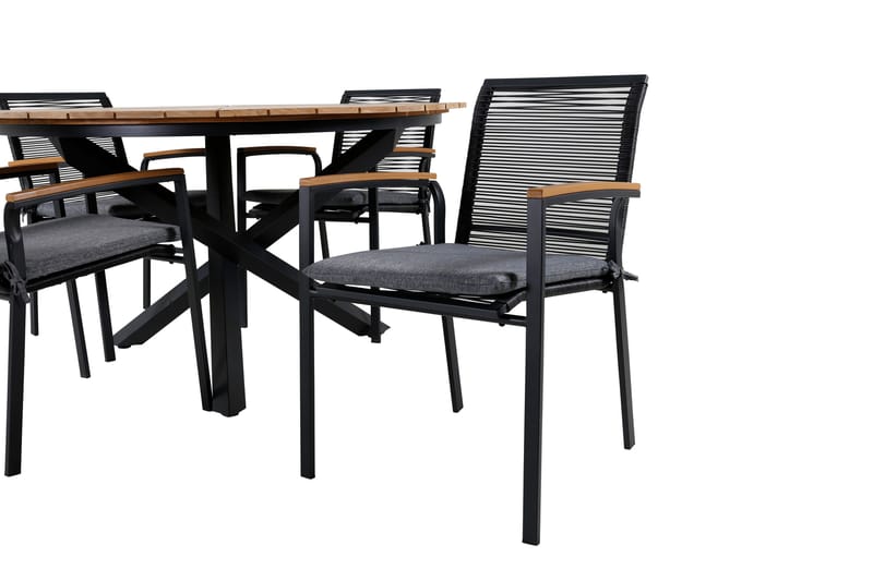 Mexico Matgrupp Utomhus Rund Ø140cm + 4 Dallas Matstolar - Svart - Utemöbler - Utegrupp - Matgrupper utomhus