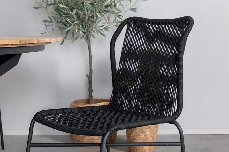 Mexico Matgrupp Utomhus Rund Ø140cm + 4 Julian Matstolar - Brun/Svart - Utemöbler - Utegrupp - Matgrupper utomhus