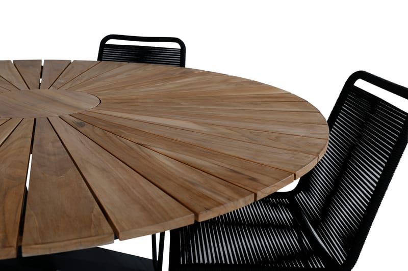 Mexico Matgrupp Utomhus Rund Ø140cm + 4 Lindos Stolar - Svart/Gul - Utemöbler - Utegrupp - Matgrupper utomhus