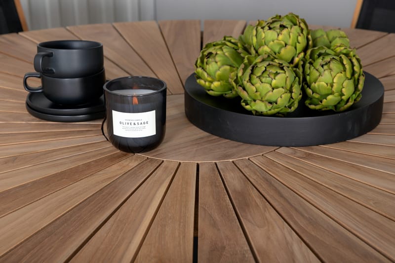 Mexico Matgrupp Utomhus Rund Ø140cm + 4 Venice Stolar - Svart/Grå - Utemöbler - Utegrupp - Matgrupper utomhus