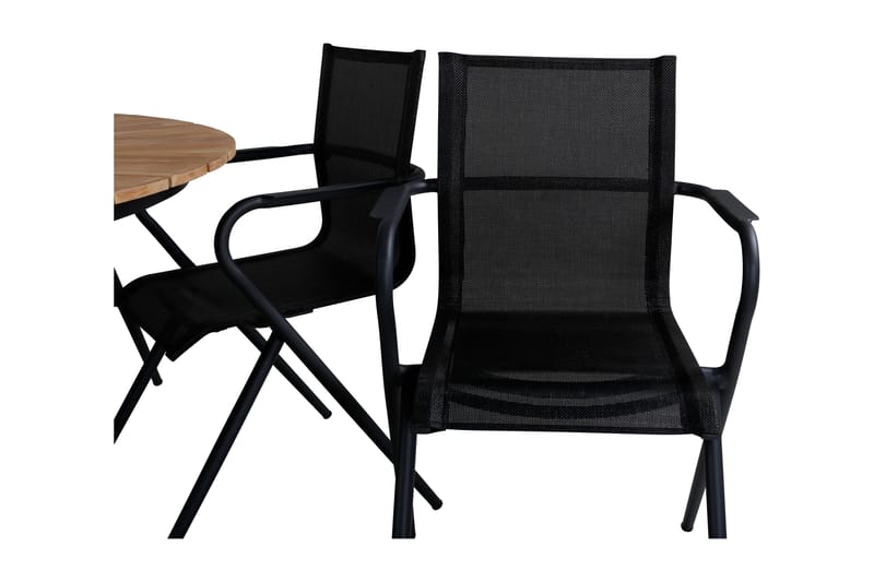 Mexico Matgrupp Utomhus Rund Ø140cm + 6 Alina Matstolar - Svart/Natur - Utemöbler - Utegrupp - Matgrupper utomhus