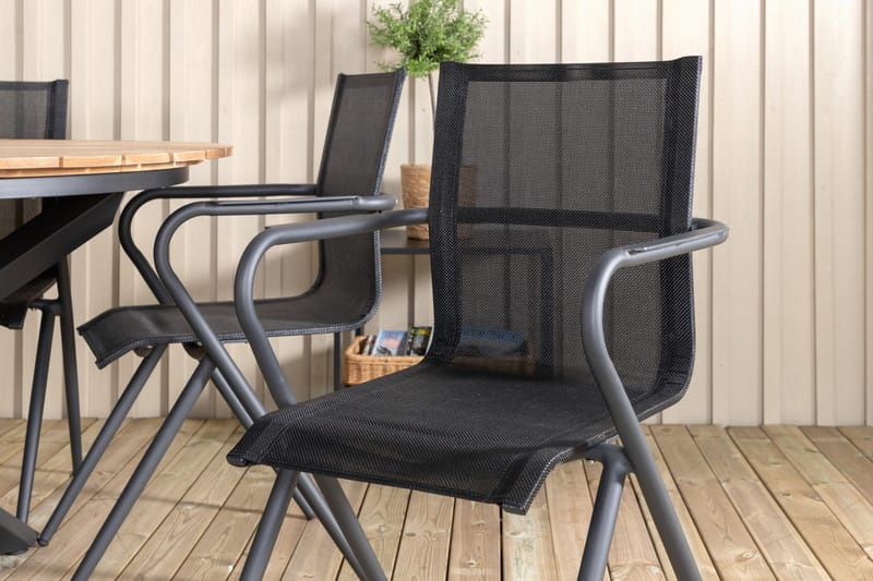 Mexico Matgrupp Utomhus Rund Ø140cm + 6 Alina Matstolar - Svart/Natur - Utemöbler - Utegrupp - Matgrupper utomhus