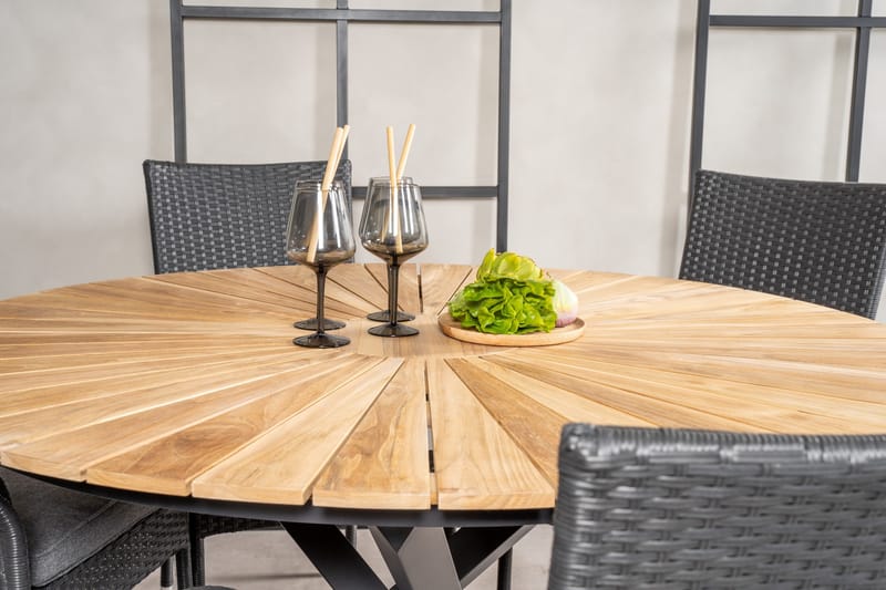 Mexico Matgrupp Utomhus Rund Ø140cm + 6 Anna Karmstolar - Natur - Utemöbler - Utegrupp - Matgrupper utomhus