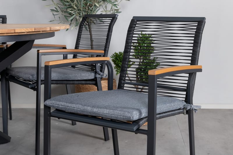 Mexico Matgrupp Utomhus Rund Ø140cm + 6 Dallas Matstolar - Svart - Utemöbler - Utegrupp - Matgrupper utomhus