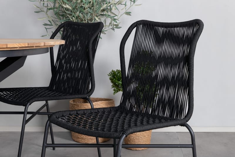 Mexico Matgrupp Utomhus Rund Ø140cm + 6 Julian Matstolar - Brun/Svart - Utemöbler - Utegrupp - Matgrupper utomhus