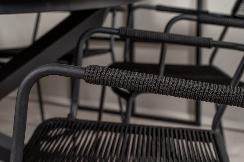 Mexico Matgrupp Utomhus Rund Ø140cm + 6 Lindos Karmstolar - Svart - Utemöbler - Utegrupp - Matgrupper utomhus