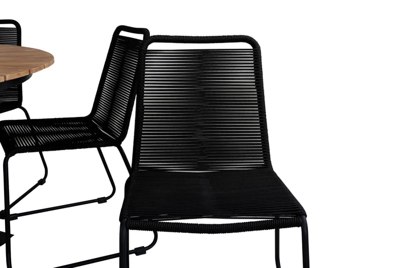 Mexico Matgrupp Utomhus Rund Ø140cm + 6 Lindos Stapelbara Matstolar - Svart - Utemöbler - Utegrupp - Matgrupper utomhus