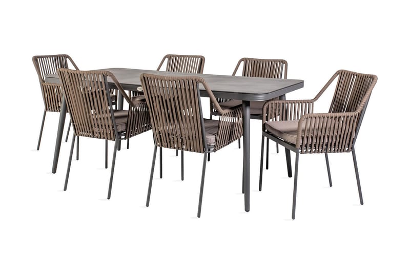 Möbelset ANDROS bord och 6 stolar 180x90xH75cm - Matgrupper utomhus