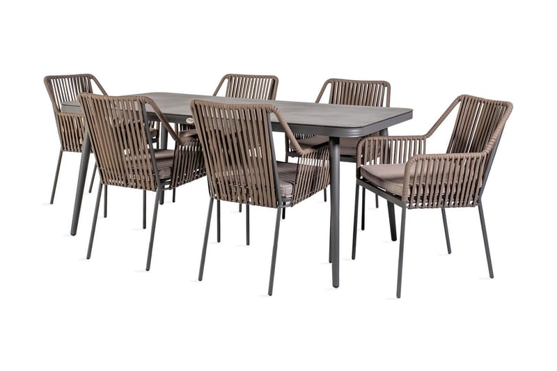Möbelset ANDROS Utebord och 6 Utestolar 180x90xH75cm - Utemöbler - Utegrupp - Matgrupper utomhus