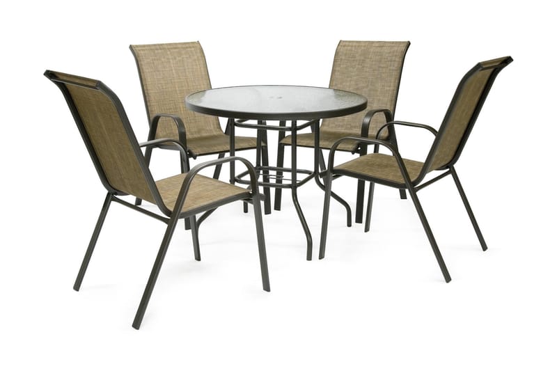 Möbelset DUBLIN bord och 4 stolar färg: mörkbrun - Matgrupper utomhus