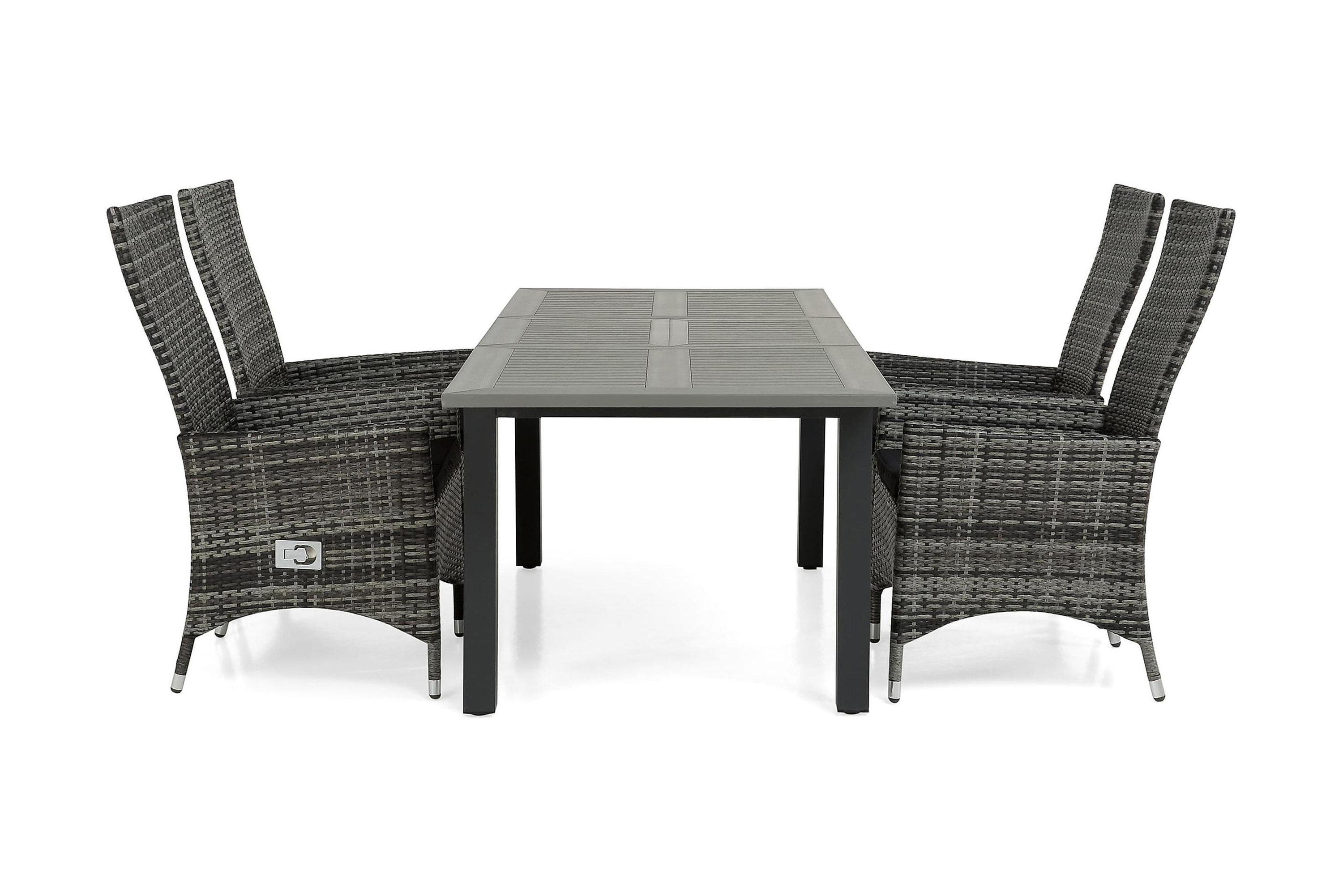 monaco bord 152-210 + 4 jennie fåtölj grå -