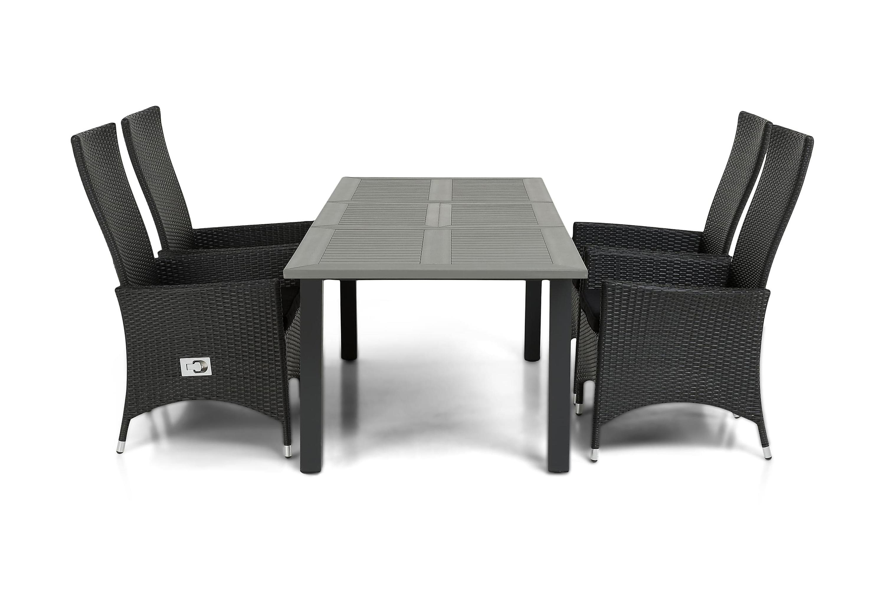 monaco bord 152-210 + 4 jennie fåtölj svart -