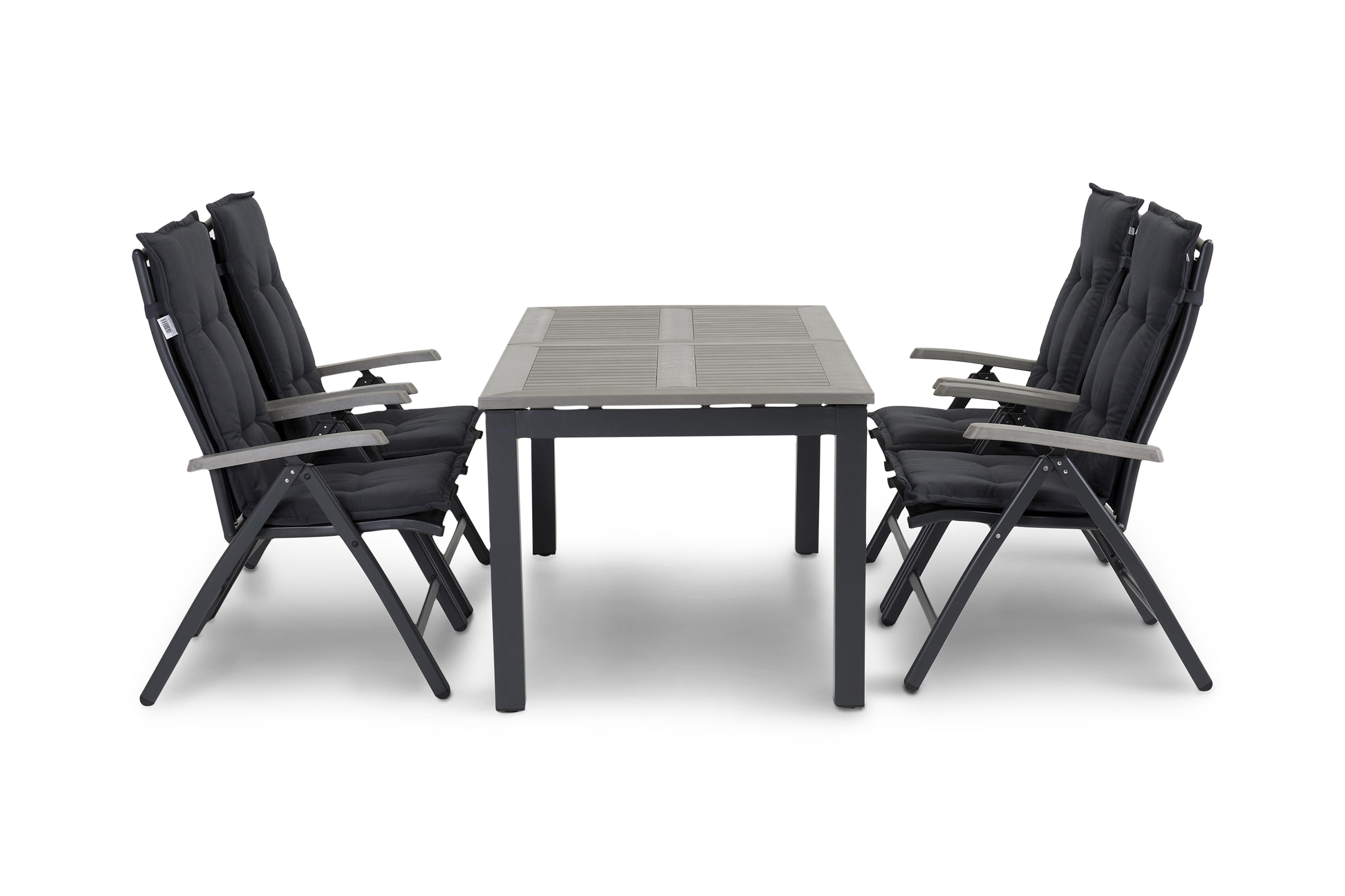 monaco bord 152-210 + 4 stolar grå/svart -