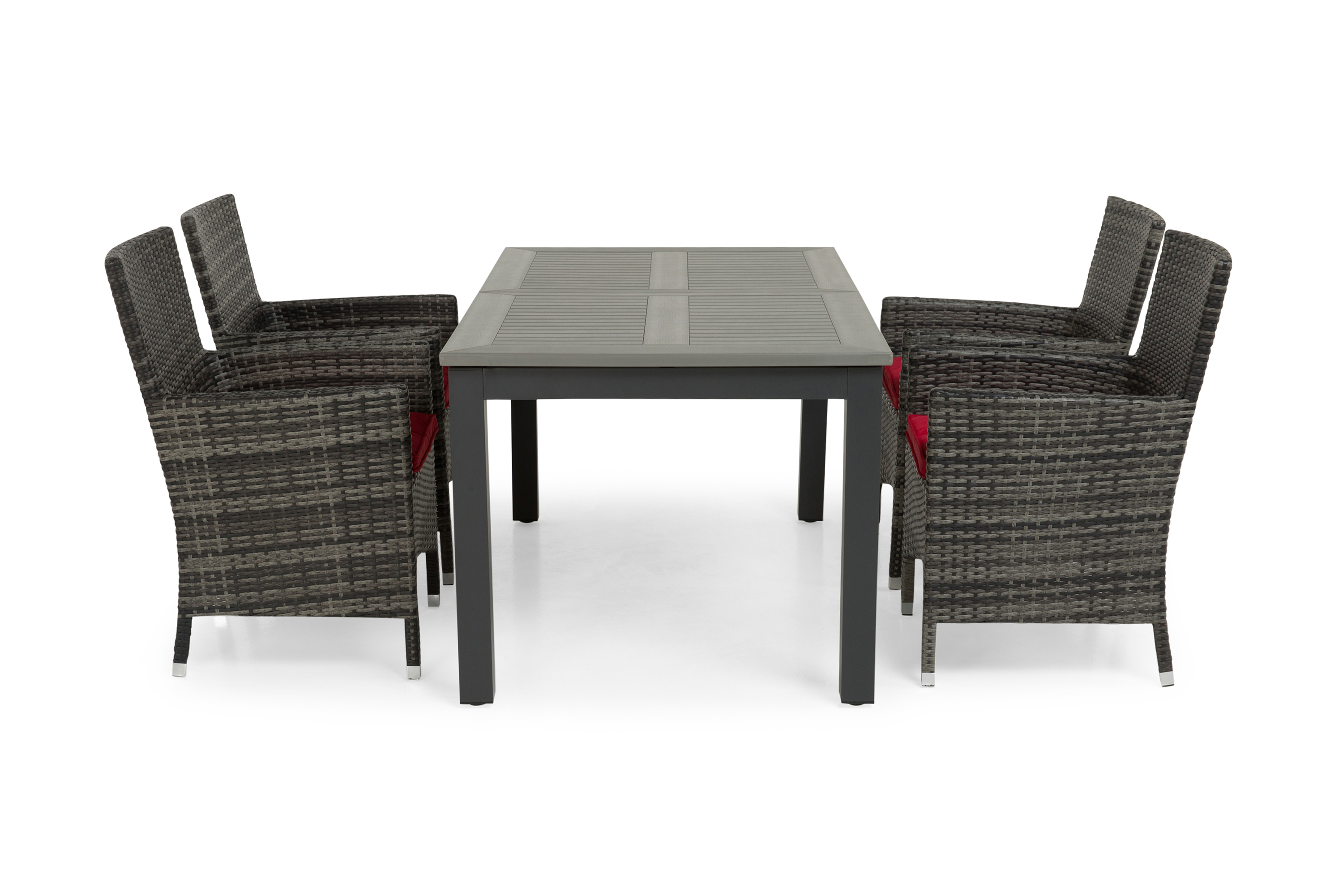 monaco bord 152-210 + 4 thor fåtölj grå -