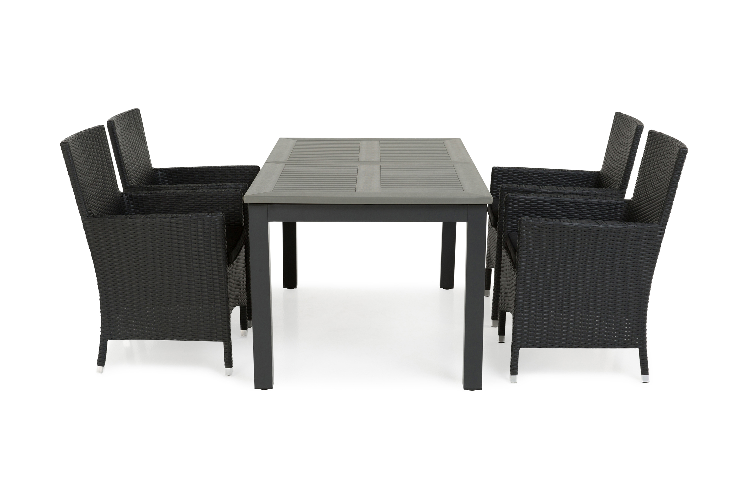 monaco bord 152-210 + 4 thor lyx fåtölj svart -