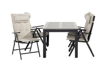 MONACO Bord 152-210 Svart + 4 MAGGIE Stol Svart m Dyna Vit