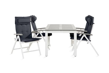 MONACO Bord 152-210 Vit + 4 Stolar Vit m Dyna Grå