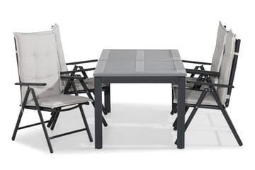 MONACO Bord 152-210x90 + 4 MAGGIE Stol Svart m Dyna Vit