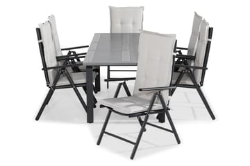 MONACO Bord 152-210x90 + 6 MAGGIE Stol Svart m Dyna Vit