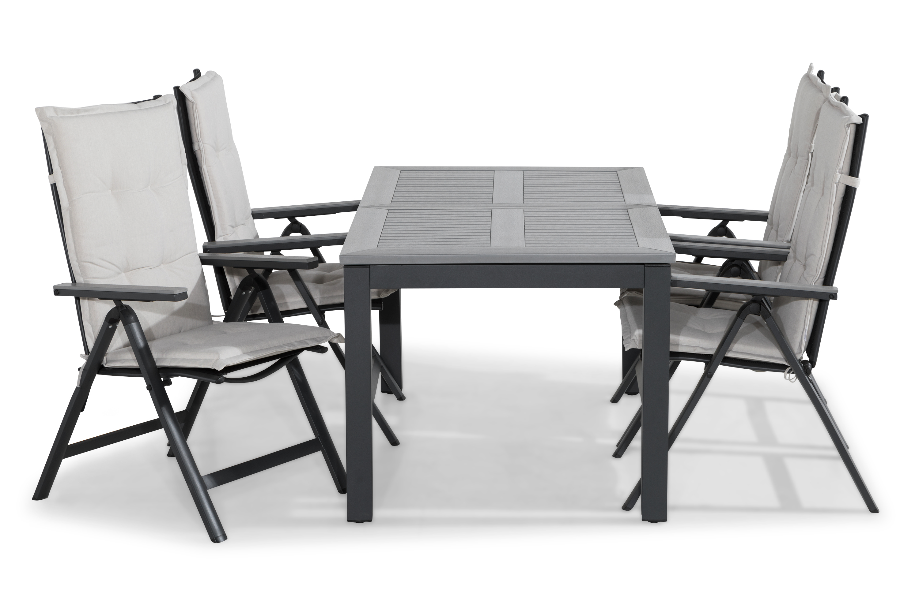 monaco bord 152-210x90 svart+4 monaco light stol m dyna vit -