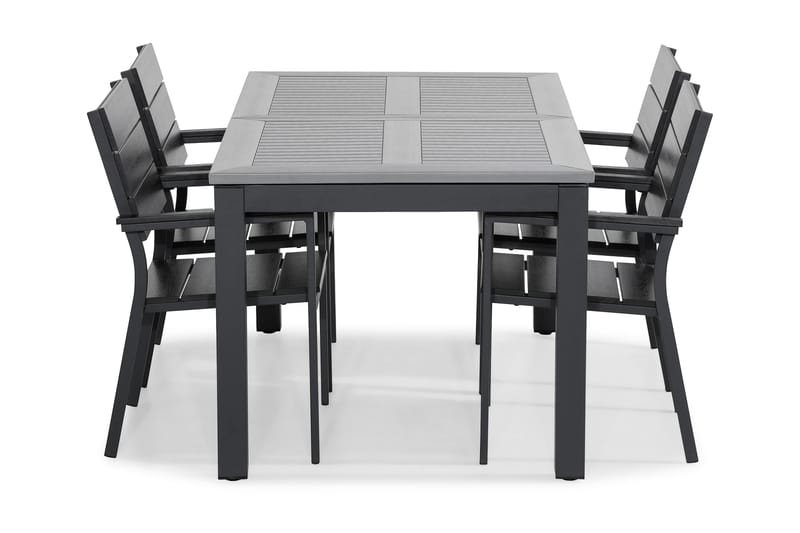 MONACO Bord 152-210x90 Svart+4 TUNIS Stapelstol Svart - Utemöbler - Utegrupp - Matgrupper utomhus