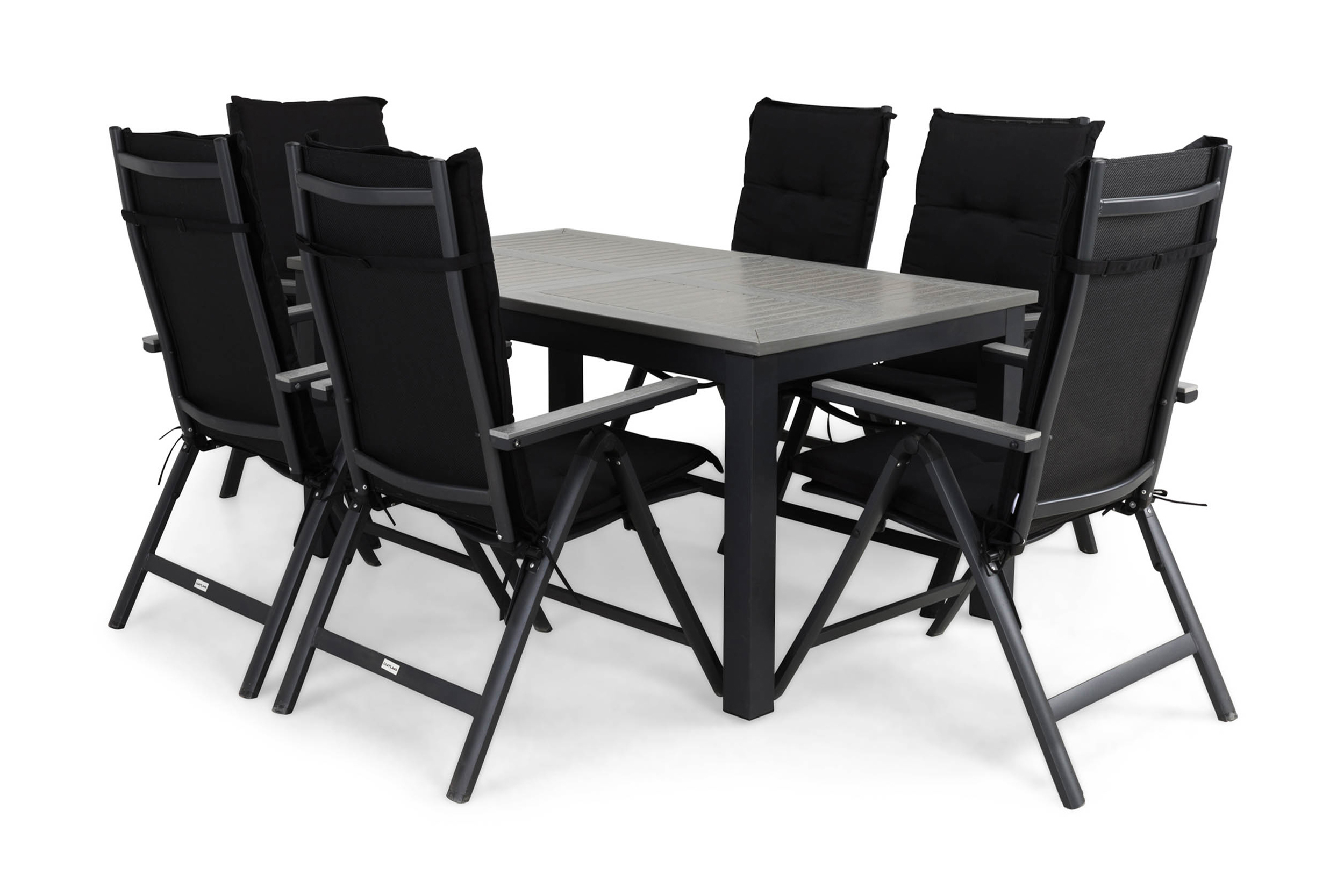 monaco bord 152-210x90 svart+6 monaco light stol dyna svart -