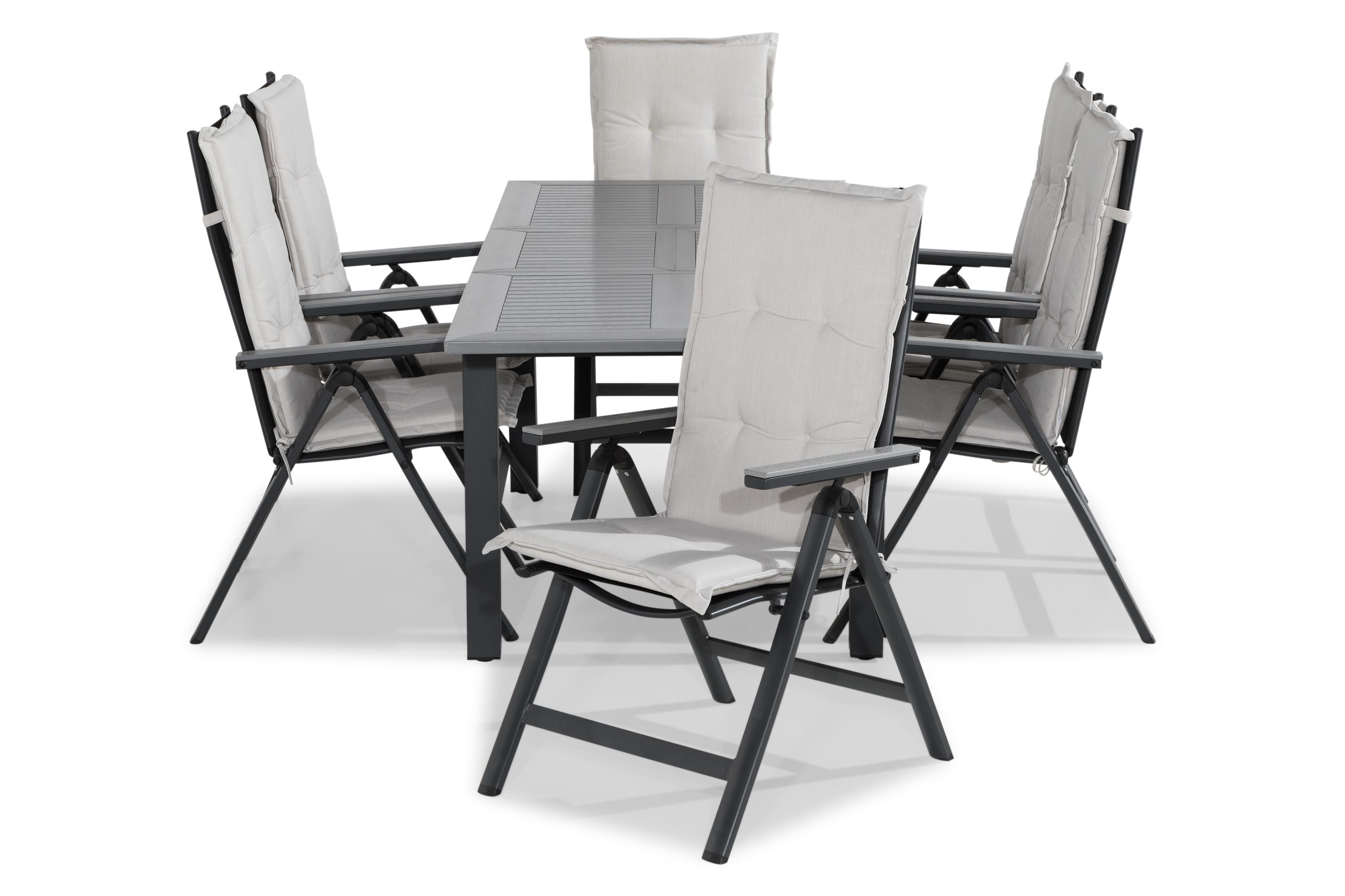 monaco bord 152-210x90 svart+6 monaco light stol m dyna vit -