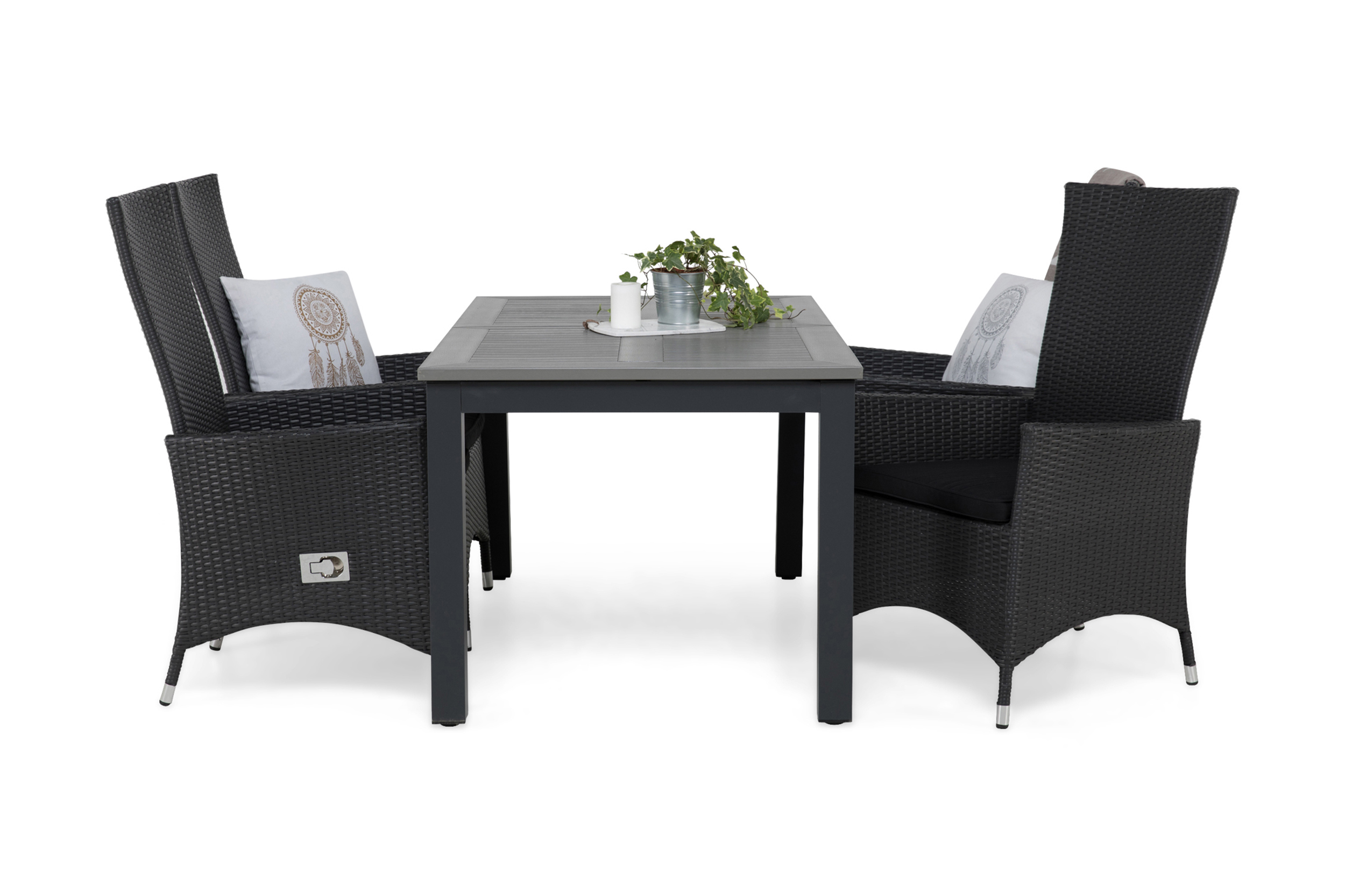 monaco bord 152 + 4 jennie fåtölj svart + dyna svart -