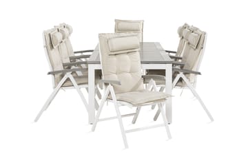 MONACO Bord 220-280 Vit + 8 Stolar Vit m Dyna Vit