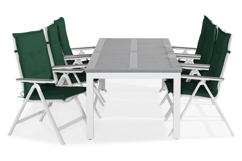 MONACO Bord 220-280x100 Vit+6 MONACO LIGHT Stol m Dyna Grön - Utemöbler - Utegrupp - Matgrupper utomhus