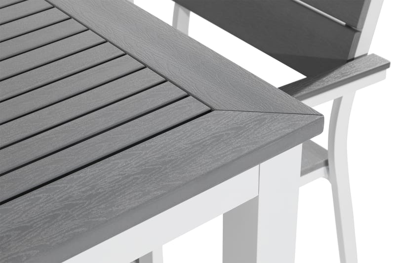 MONACO Bord 220-280x100 Vit+6 TUNIS Stapelstol Vit/Grå - Utemöbler - Utegrupp - Matgrupper utomhus
