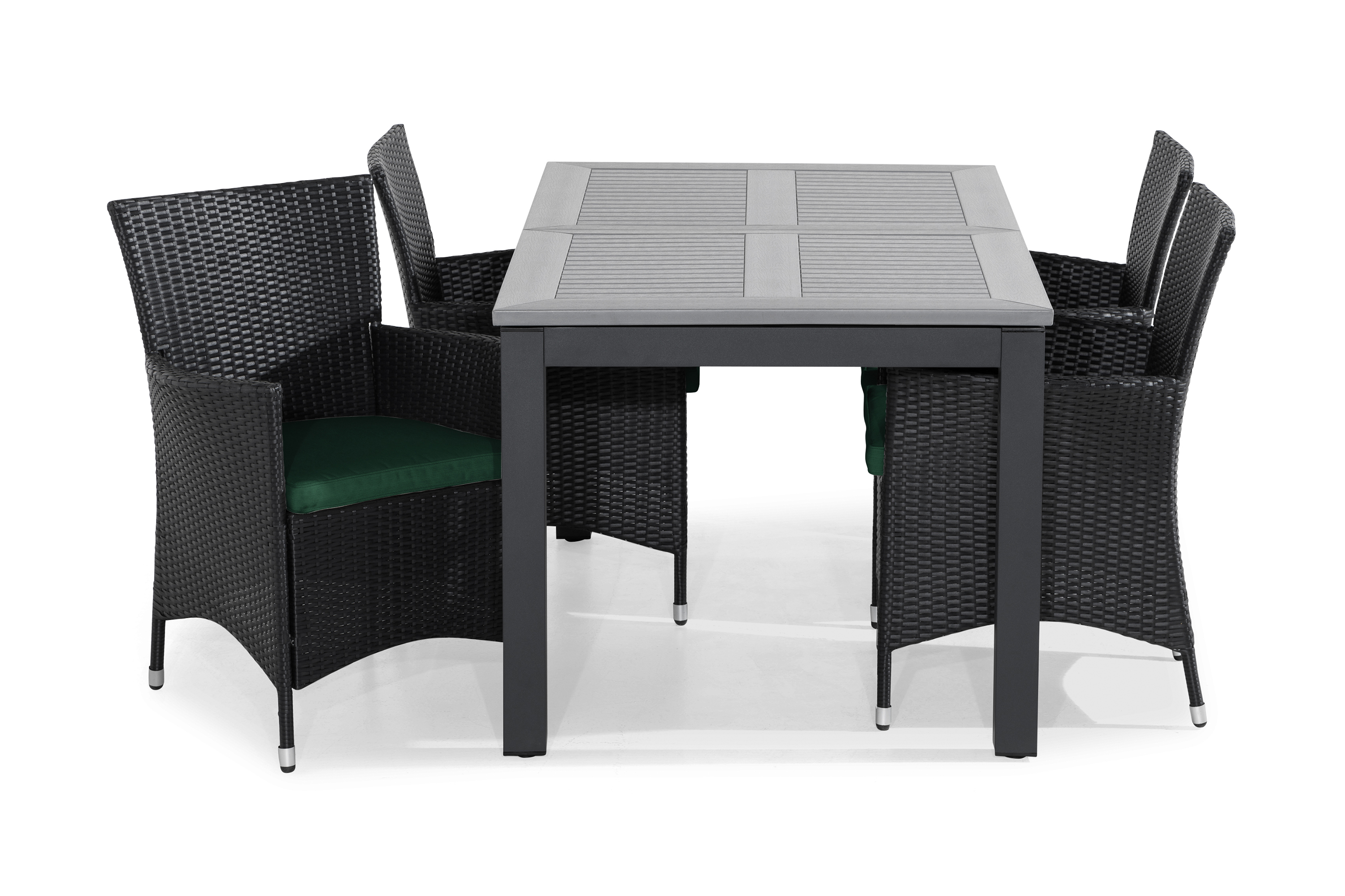 monaco förlängningsbar matgrupp utomhus + 4 thor fåtöljer m dyna -