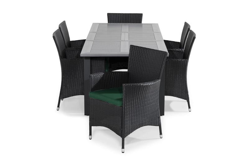 MONACO Förlängningsbar Matgrupp Utomhus 90cm+6 THOR Fåtölj+Dyna Svar - Utemöbler - Utegrupp - Matgrupper utomhus