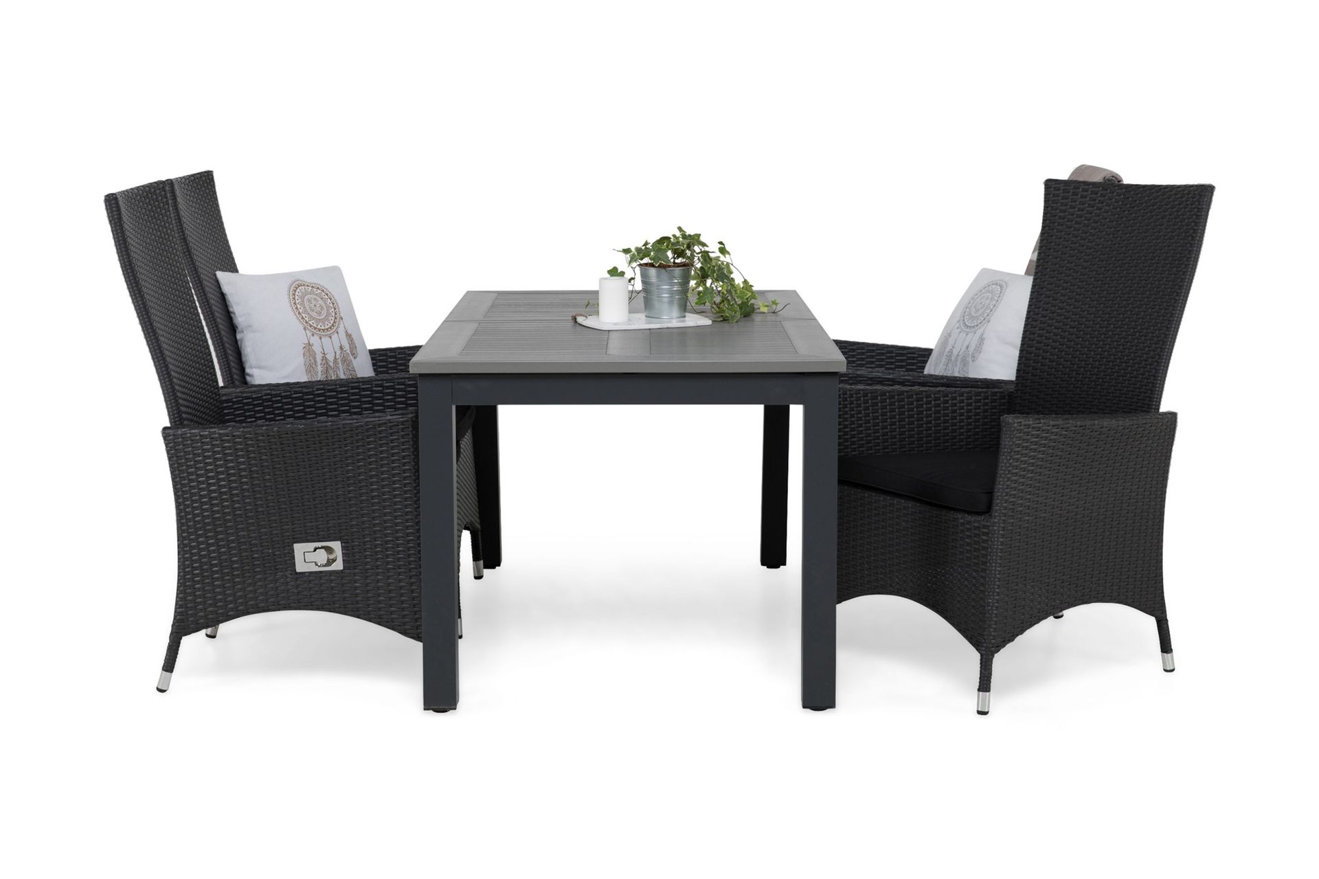 monaco matgrupp 152-210 + 4 jenny ställbar fåtölj m dyna - svart