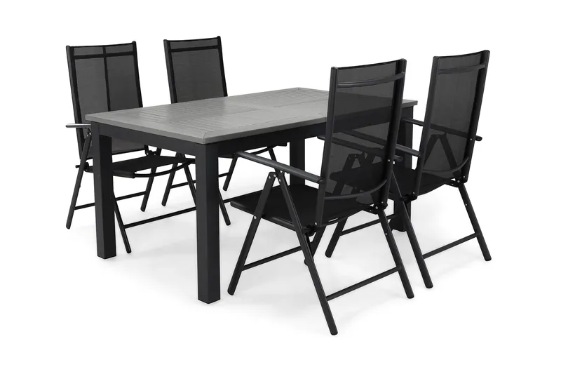 Monaco Matgrupp Utomhus 152-210 + 4 Maggie Positionsstol - Svart - Utemöbler - Utegrupp - Matgrupper utomhus